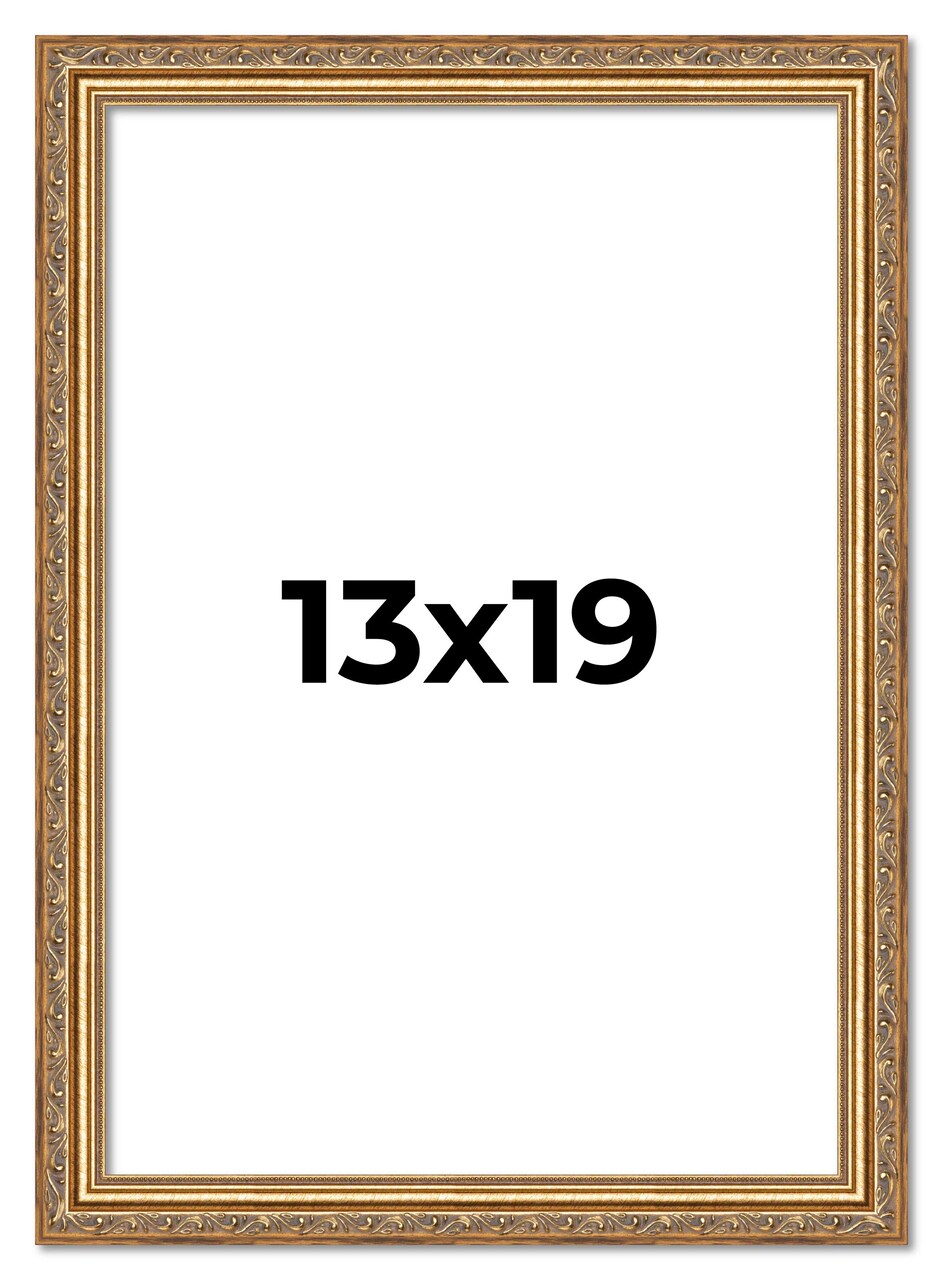 13x19 Museum-Quality Picture Frame with UV-Resistant Acrylic & Acid-Free Backing, Available in 4 Finishes - Gold, Silver, Bronze, and Black
